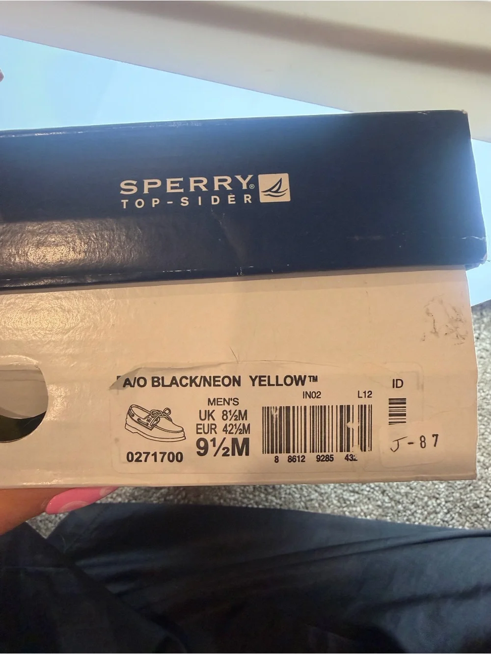 Sperry Men’s Black Boat Shoes with Neon Yellow Accents